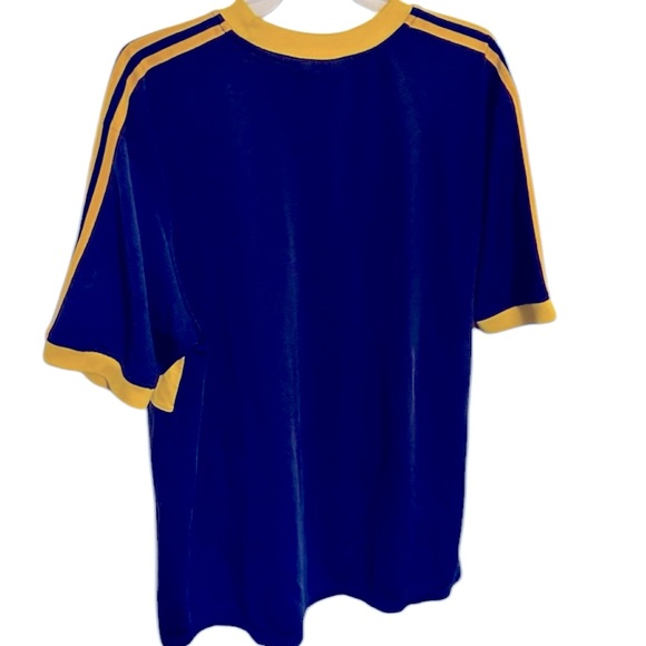 VINTAGE RARE FIND Addidas blue and yellow stripped soccer jersey size Large - Picture 2 of 3